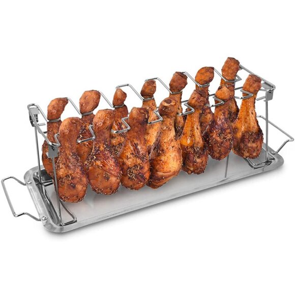 Drumsticks ChichklenRack Stainless Steel Roaster Stand with Drip Pan - Picture 1 of 16